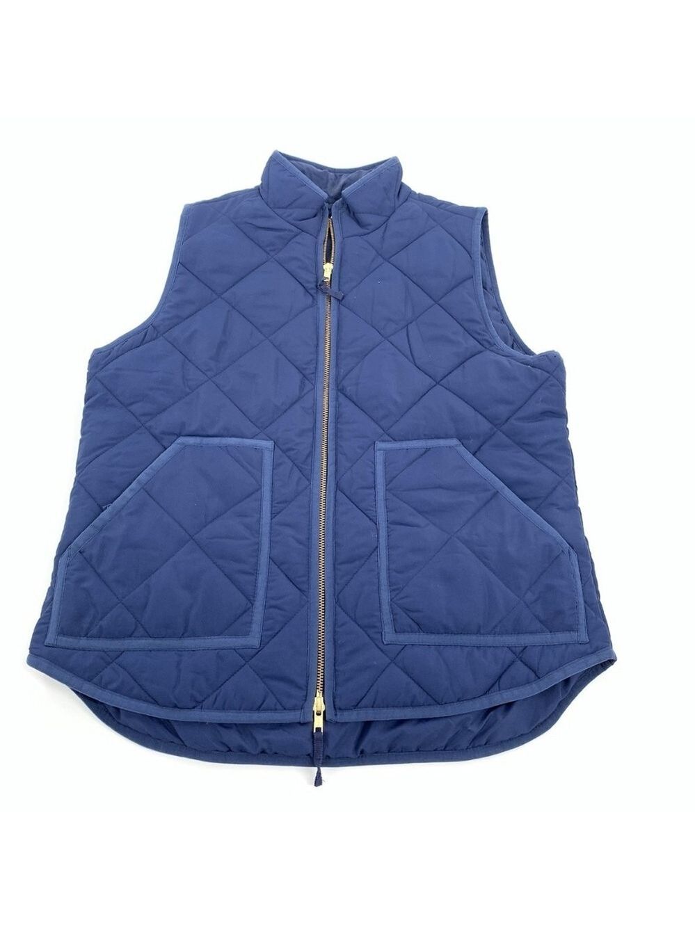 J.Crew Women’s Quilted Puffer Vest Navy Blue Full Zip Lightweight Layering Size - Picture 6 of 8
